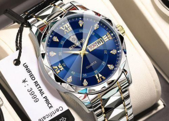 BINBOND Men’s Silver Quartz Steel Band Watch – Waterproof, Glow-in-the-Dark, 50m Water Resistance