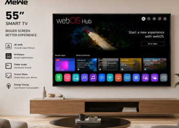 MeWe 55″ QLED UHD 4K Smart TV – WebOS 2.0 Double Glass
