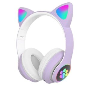 Wireless Headphones Cute Cat Ears Luminous Bluetooth Headset