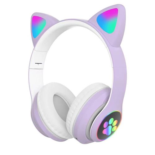 Wireless Headphones Cute Cat Ears Luminous Bluetooth Headset