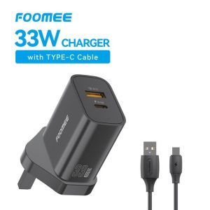 FOOMEE 33W GaN Super Fast Charger,USB-A & Type-C Dual Output